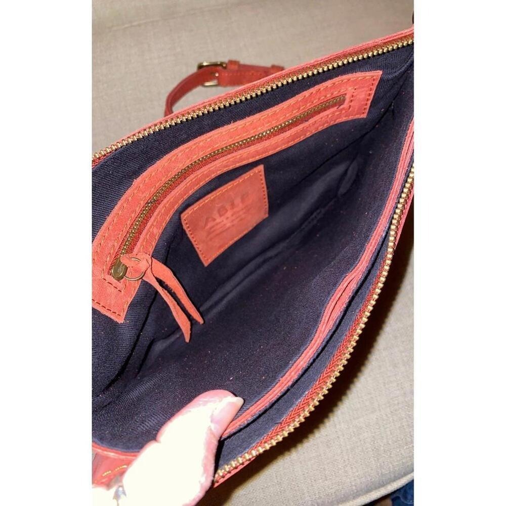 ABLE Leather Crossbody Bag Red Adjustable Strap Zip Closure‎ Women